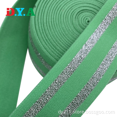 Nylon Glitter Silver Lurex Elastic Webbing For Dresses